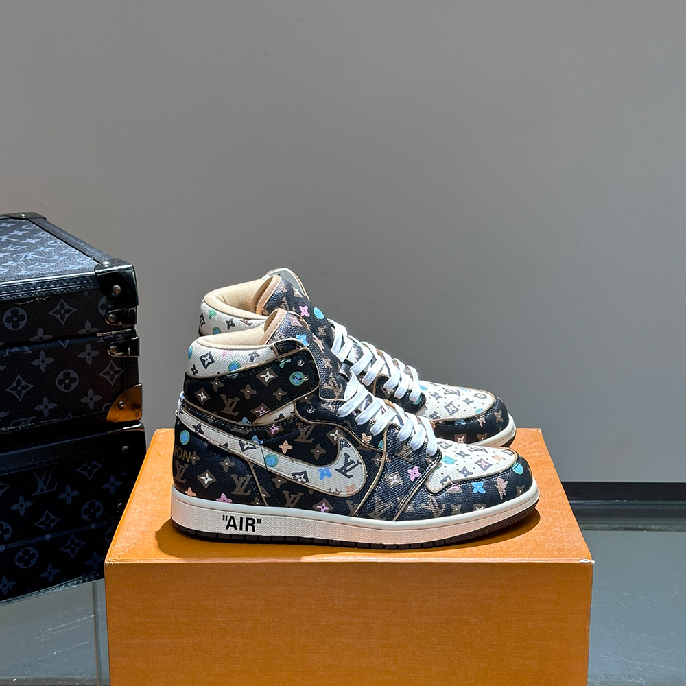 Louis Vuitton X Nike Co-Branded High Top Casual Mens Sneakers (Replica) - Ultra-Collectible