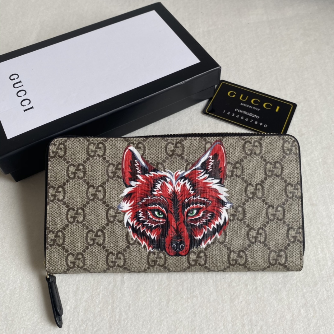 Gucci Unisex GG Supreme Printed Long Zipper Wallet（Replica） - Ultra-Collectible