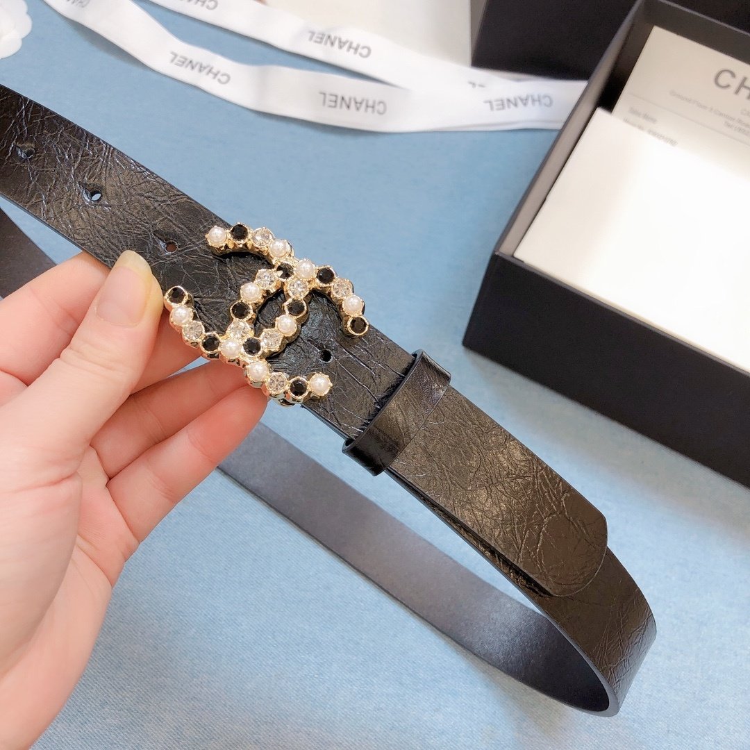 Chanel Belt With Beaded Buckle Brown Gold-Toned Metal and Strass Women Belt 30MM - Ultra-Collectible