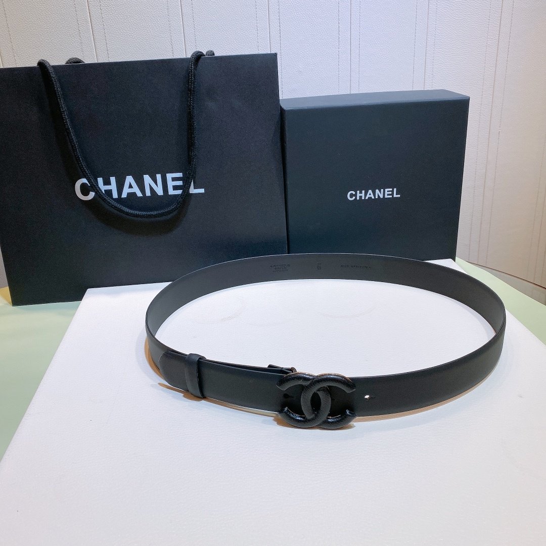 Chanel Belt With Double C Buckle Black Black-Toned Metal Women Belt 30MM - Ultra-Collectible
