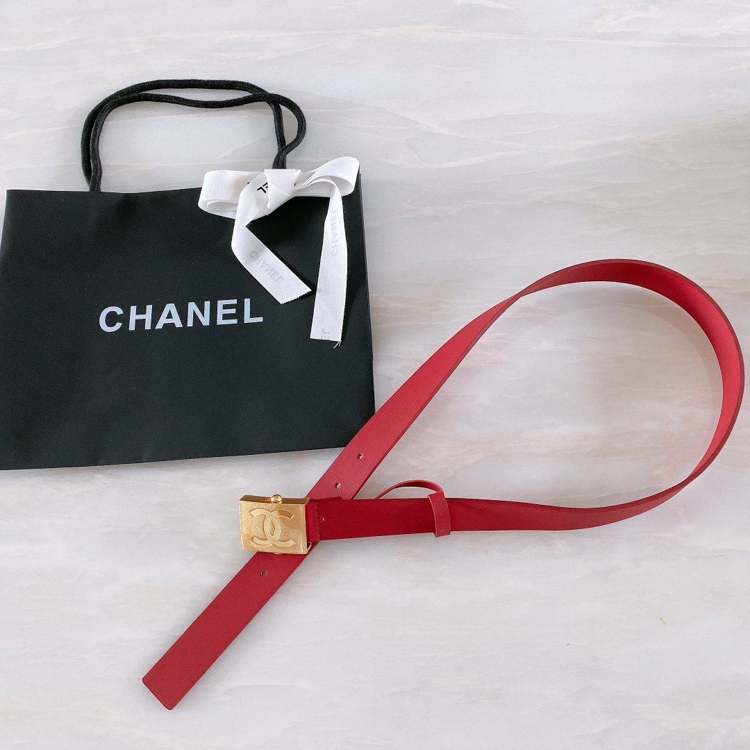 Chanel Belt With Ribbon Buckle Red Women Belt 30MM - Ultra-Collectible