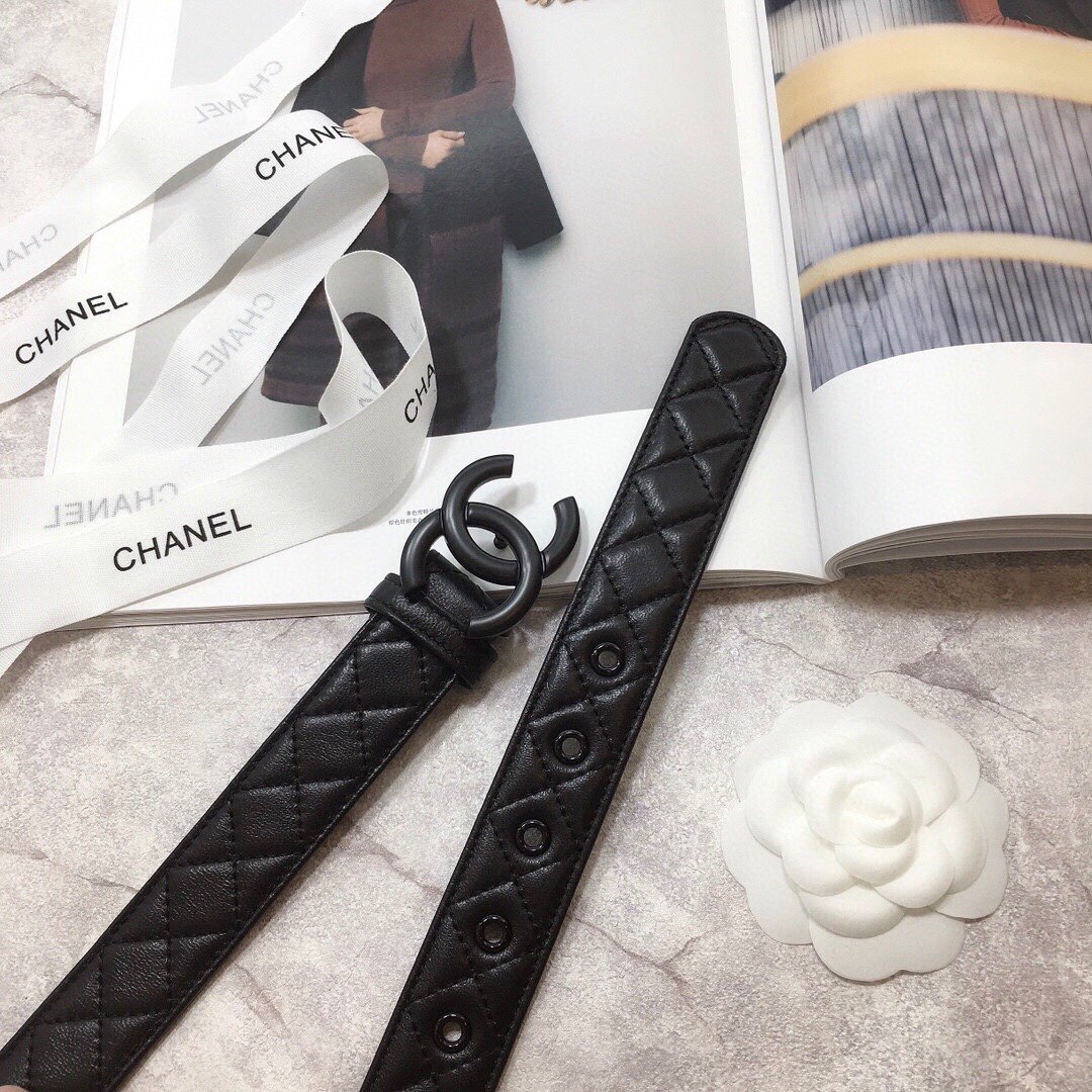 Chanel Belt Quilted With Double C Buckle Black With Black Hardware Women Belt 30MM - Ultra-Collectible