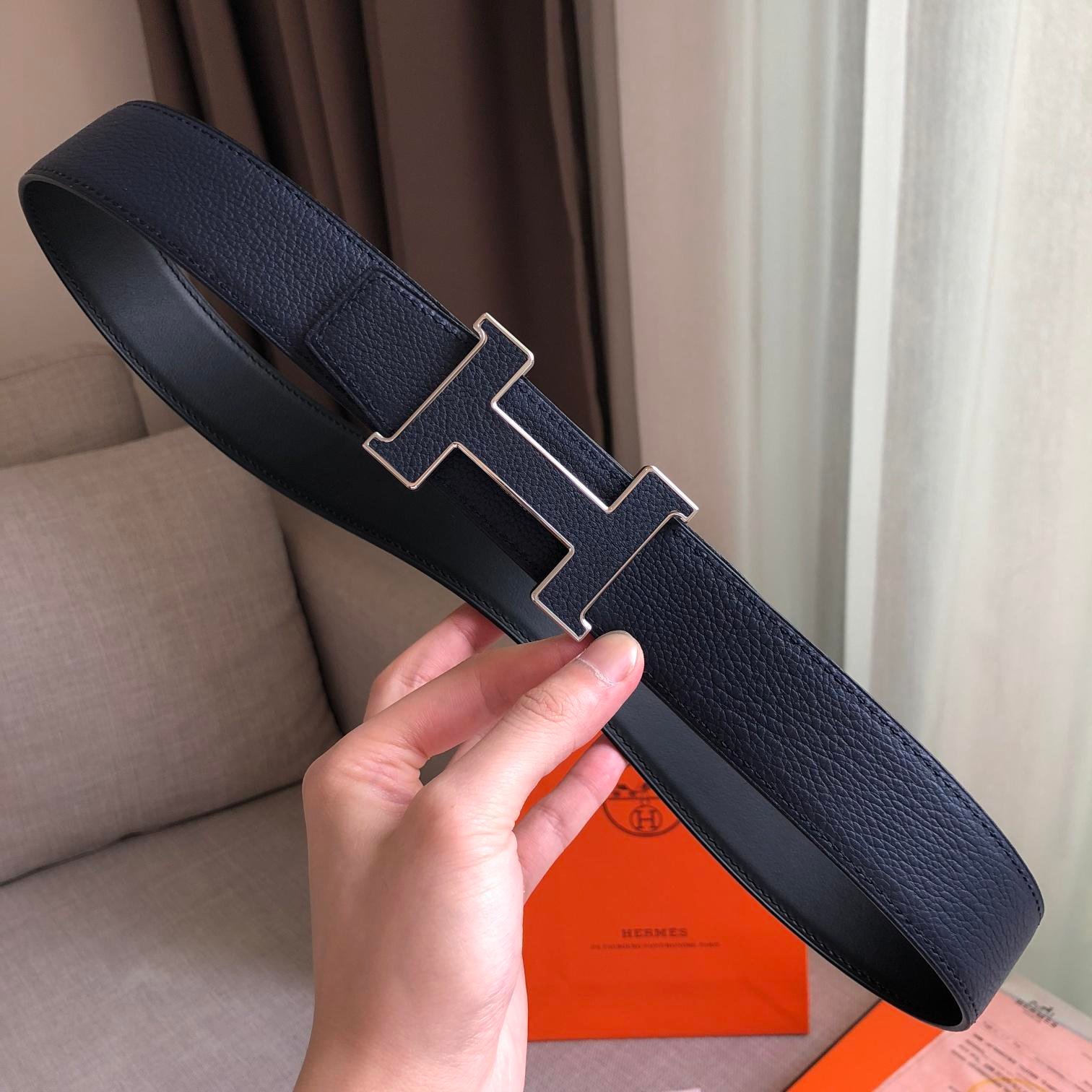 Hermes H Guillochee Belt Buckle & Reversible Strap Black For Women, Women Belt 380MM - Ultra-Collectible