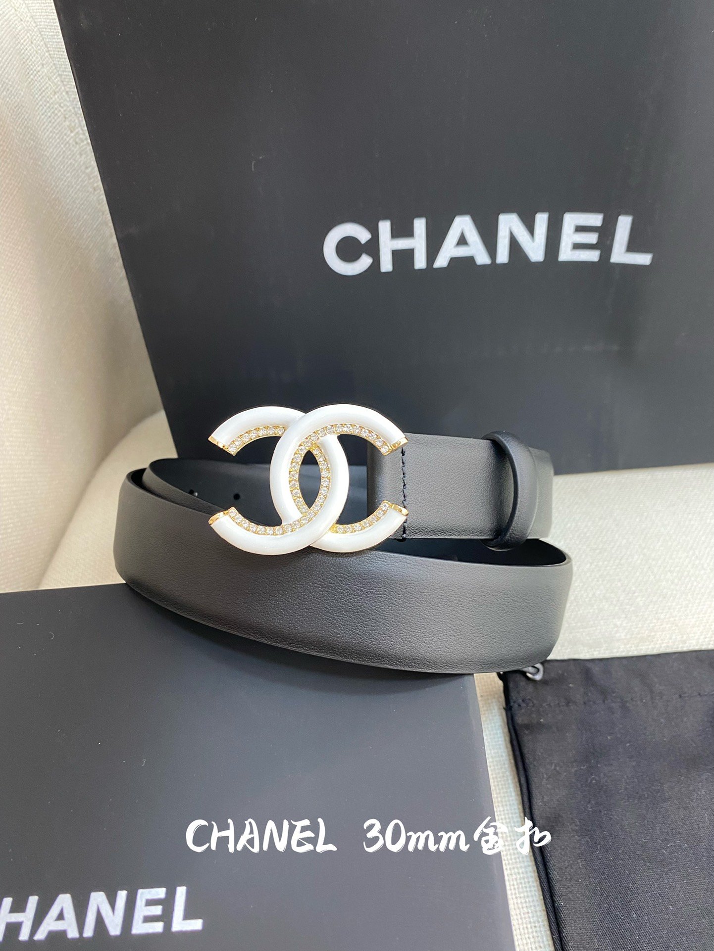 Chanel Belt With Double C Buckle Black Women Belt 30MM - Ultra-Collectible