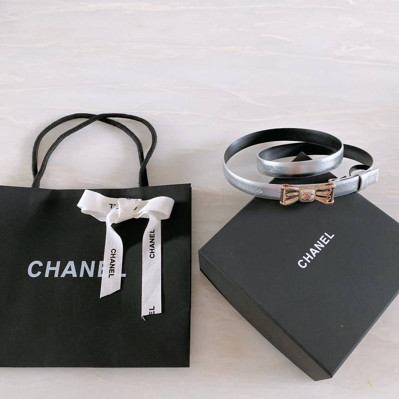 Chanel Belt With Ribbon Buckle Silver Women Belt 30MM - Ultra-Collectible