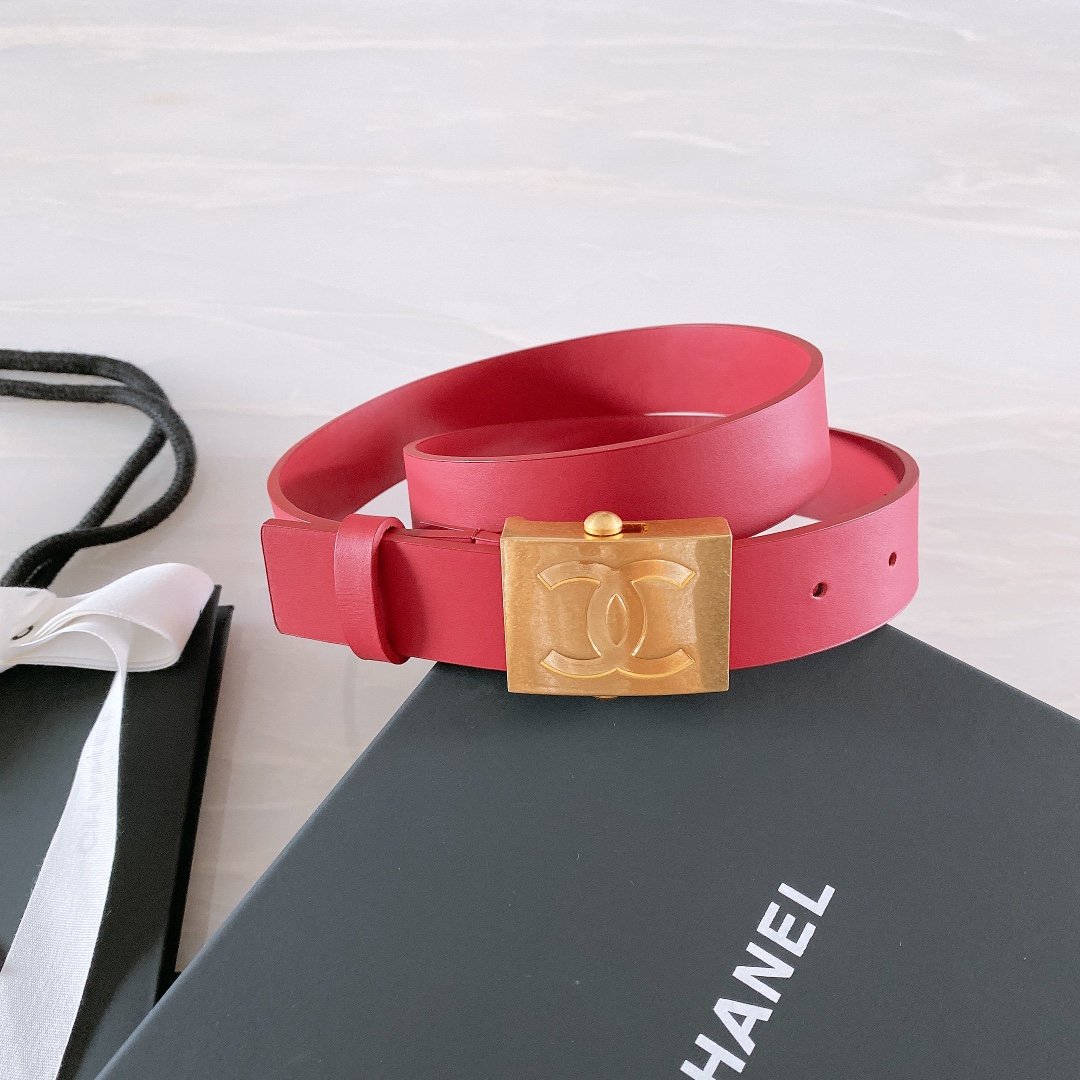 Chanel Belt With Ribbon Buckle Red Women Belt 30MM - Ultra-Collectible