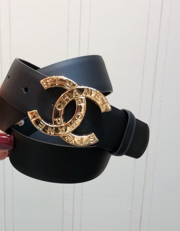 Chanel Belt With Double C Buckle Black With Full Gold Toned Hardware Women Belt 30MM - Ultra-Collectible