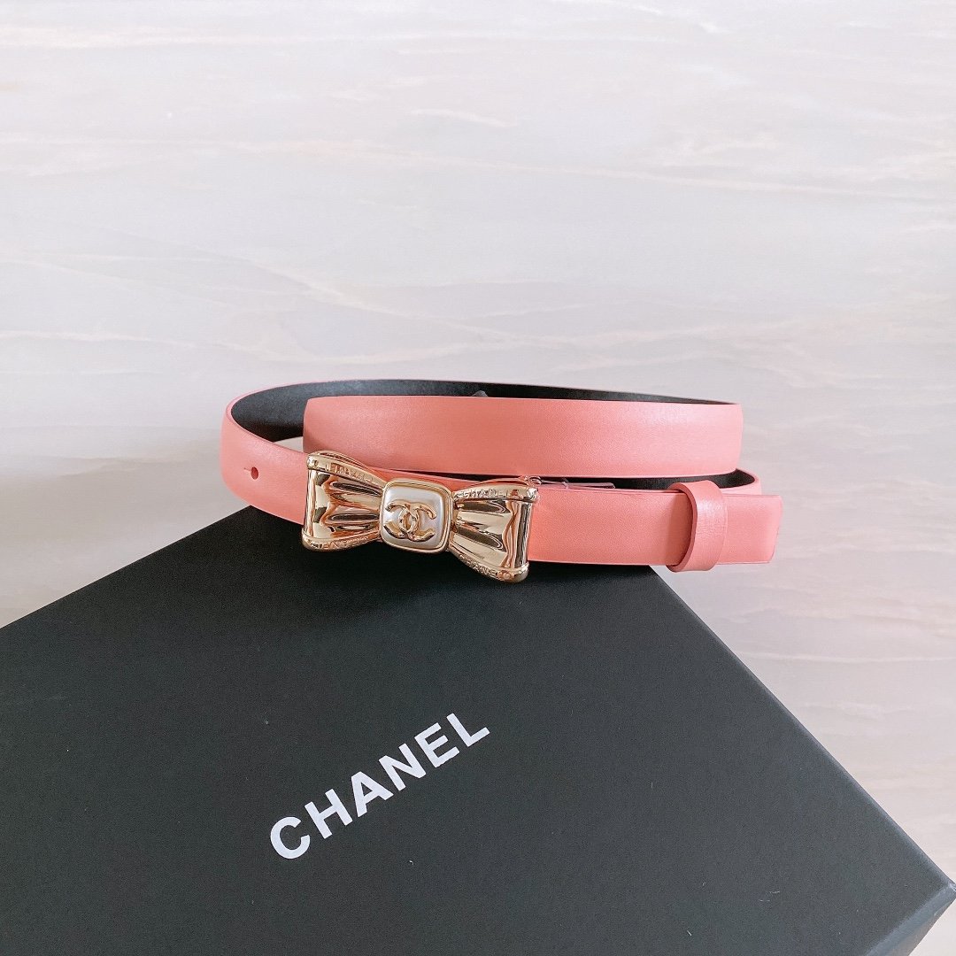 Chanel Belt With Ribbon Buckle Pink Women Belt 30MM - Ultra-Collectible