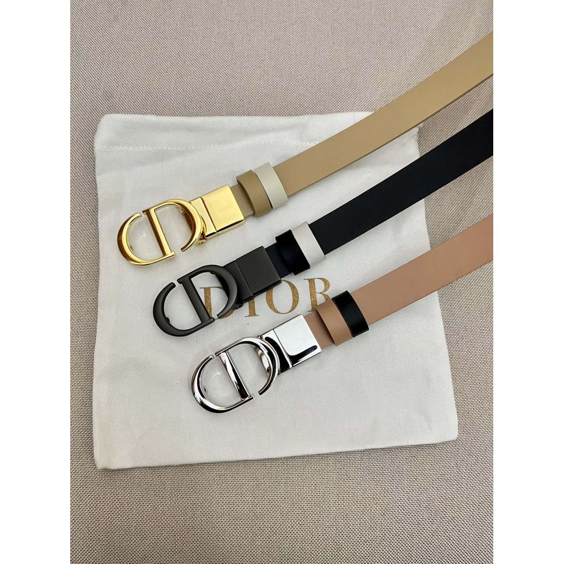 Dior flat wireless belt body/Sadle imported calf belt body metal 20MM - Ultra-Collectible