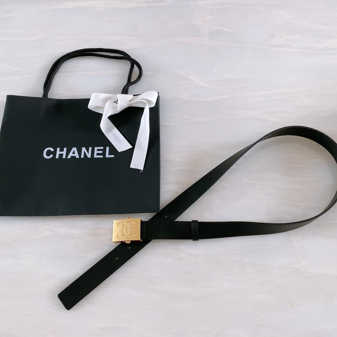 Chanel Belt With Ribbon Buckle Black Women Belt 30MM - Ultra-Collectible