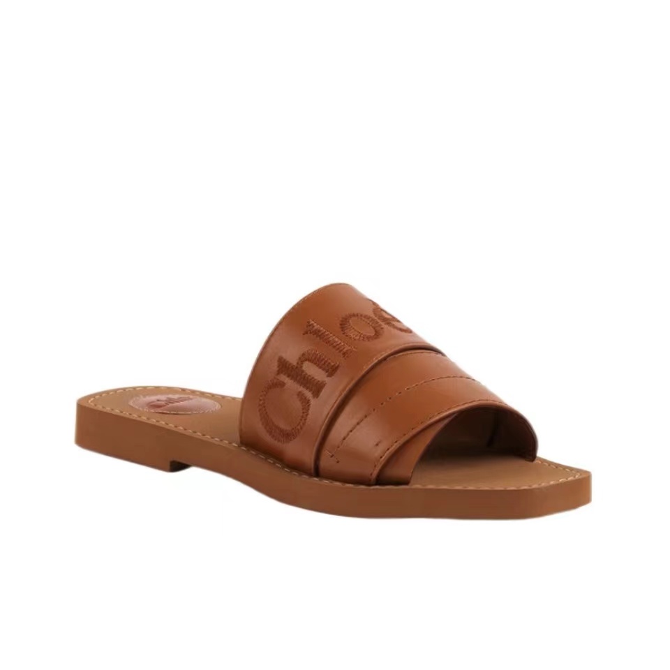 Chloe Leather Logo Embroidery Shoes Sandal (Replica) - Ultra-Collectible