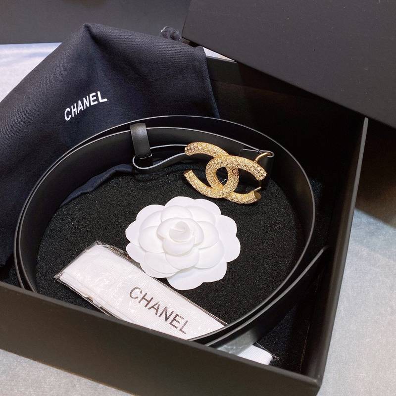 Chanel Belt With Beaded Buckle Black Gold-Toned Metal and Strass Women Belt 30MM - Ultra-Collectible