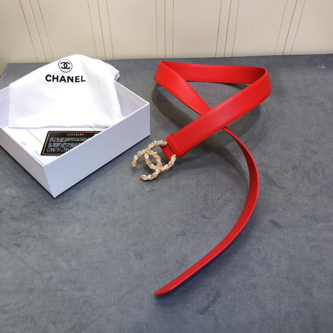 Chanel Belt With Double C Buckle Red Women Belt 30MM - Ultra-Collectible