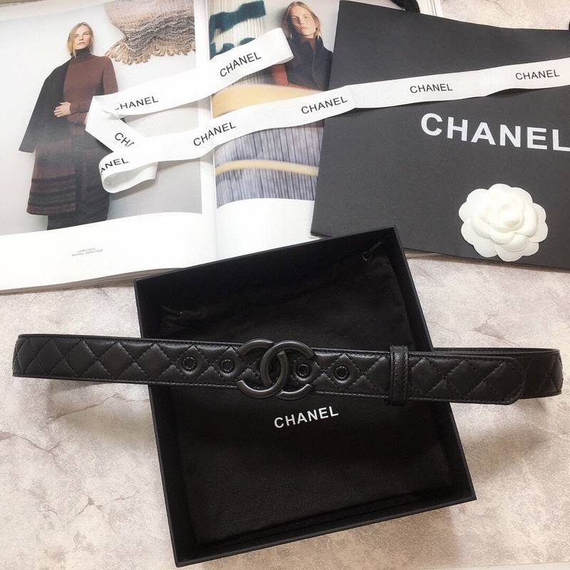 Chanel Belt Quilted With Double C Buckle Black With Black Hardware Women Belt 30MM - Ultra-Collectible