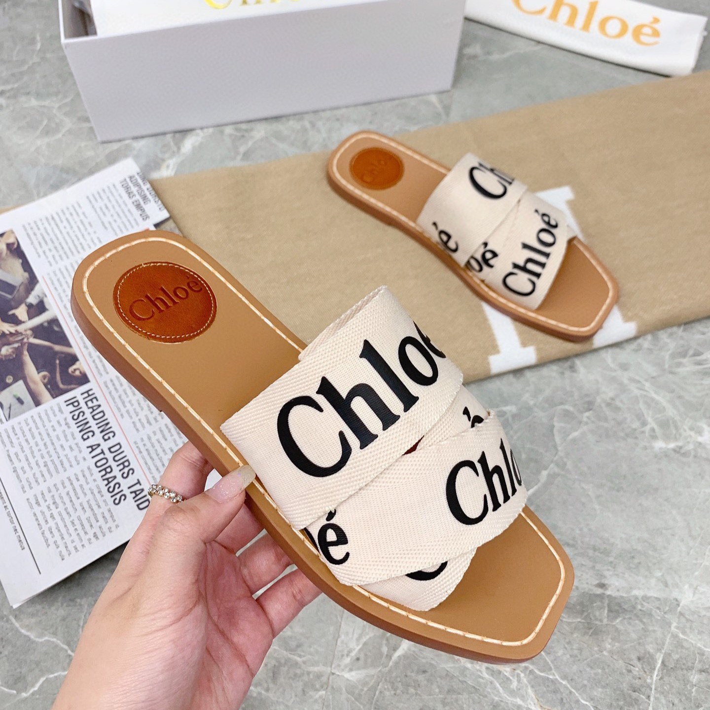 Chloe Woody Flat Mule Slide Sandals (Replica) - Ultra-Collectible