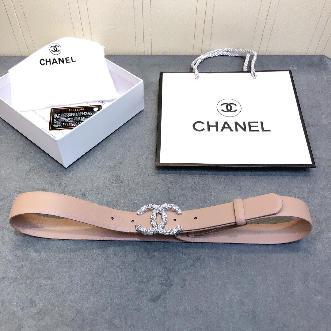 Chanel Belt With Double C Buckle Beige Women Belt 30MM - Ultra-Collectible