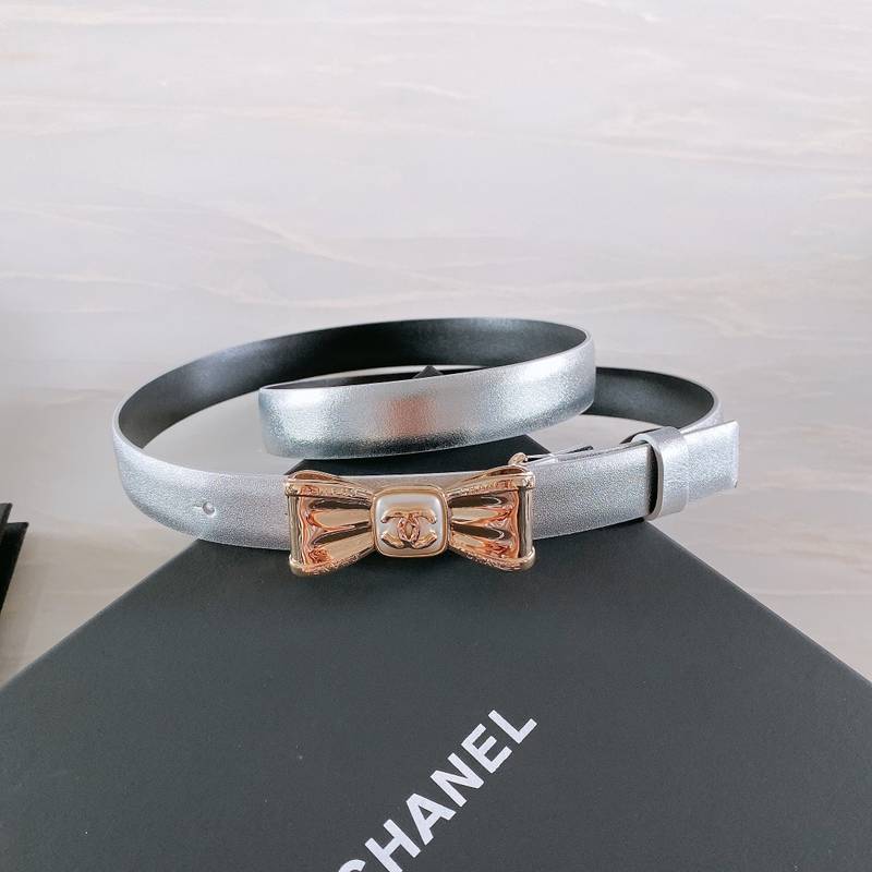 Chanel Belt With Ribbon Buckle Silver Women Belt 30MM - Ultra-Collectible
