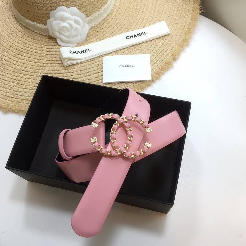 Chanel Belt With Double C Buckle Pink with Gold mix Pink Hardware Women Belt 30MM - Ultra-Collectible