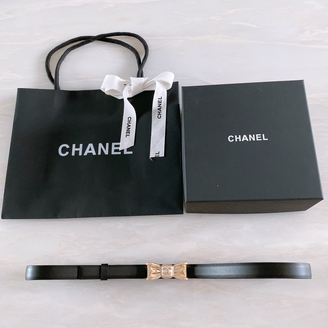 Chanel Belt With Ribbon Buckle Black Women Belt 30MM - Ultra-Collectible