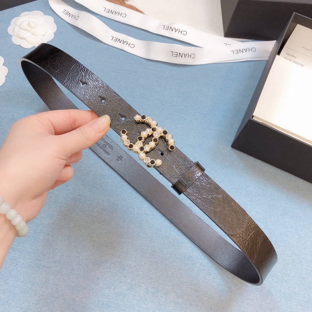 Chanel Belt With Beaded Buckle Brown Gold-Toned Metal and Strass Women Belt 30MM - Ultra-Collectible