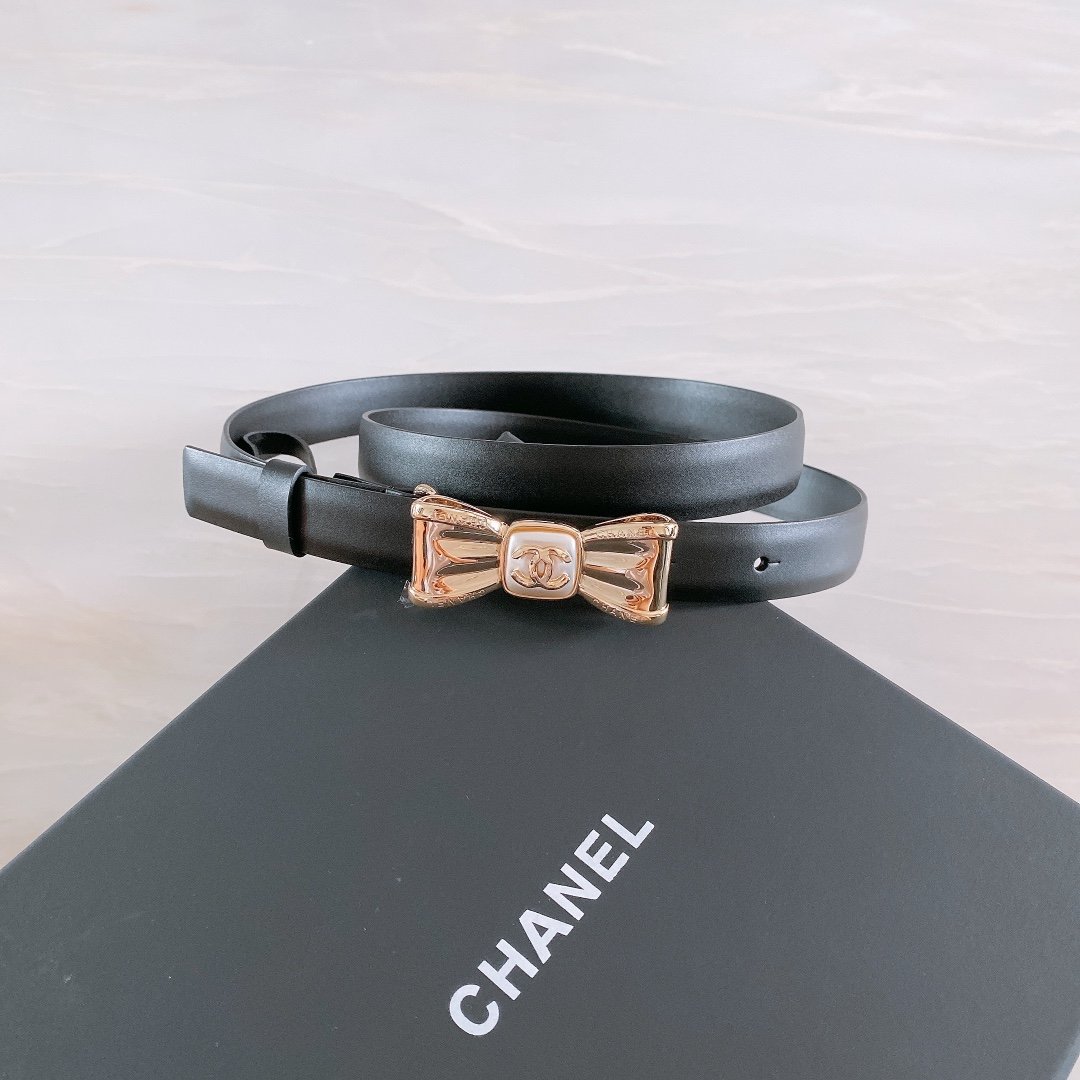 Chanel Belt With Ribbon Buckle Black Women Belt 30MM - Ultra-Collectible