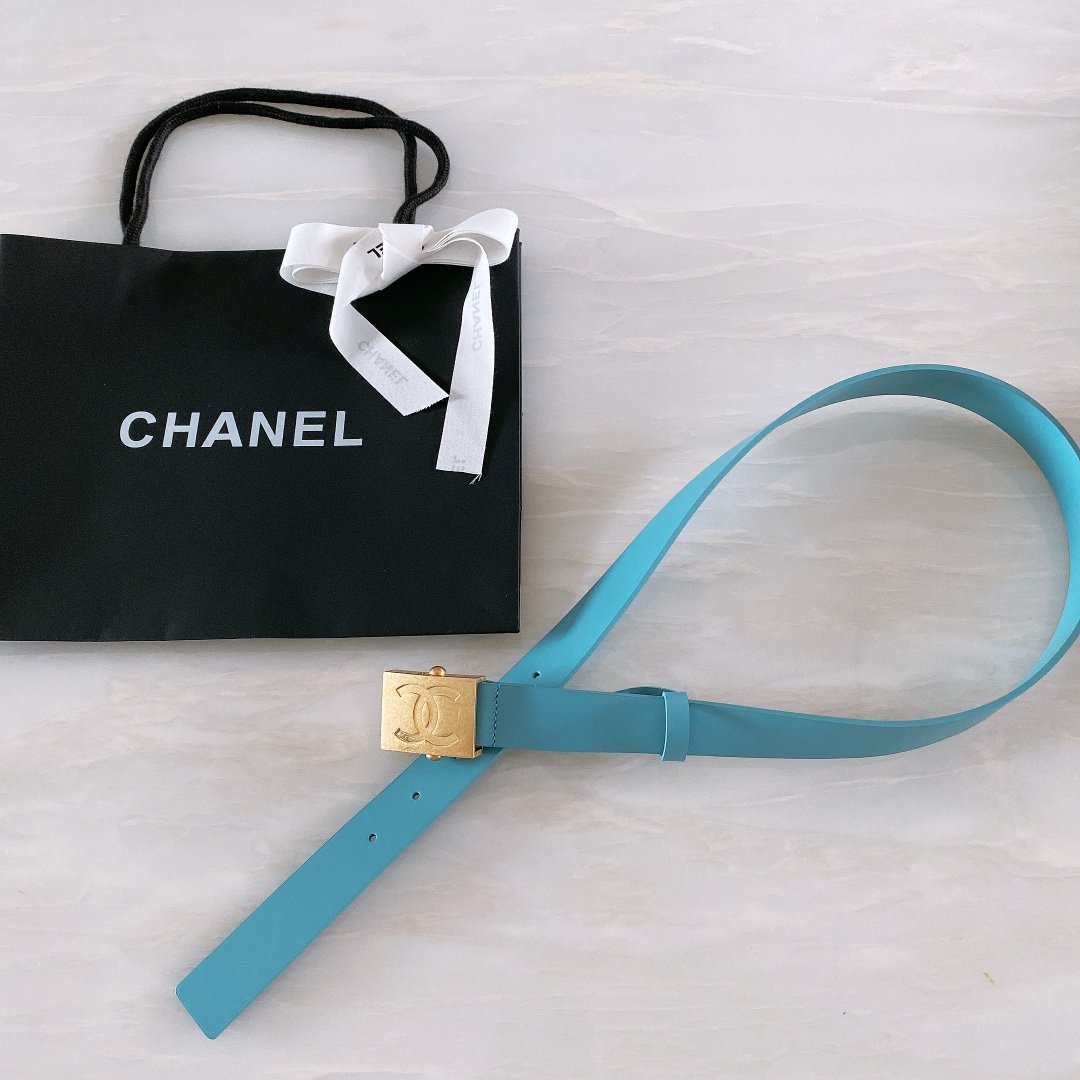 Chanel Belt With Ribbon Buckle Blue Women Belt 30MM - Ultra-Collectible
