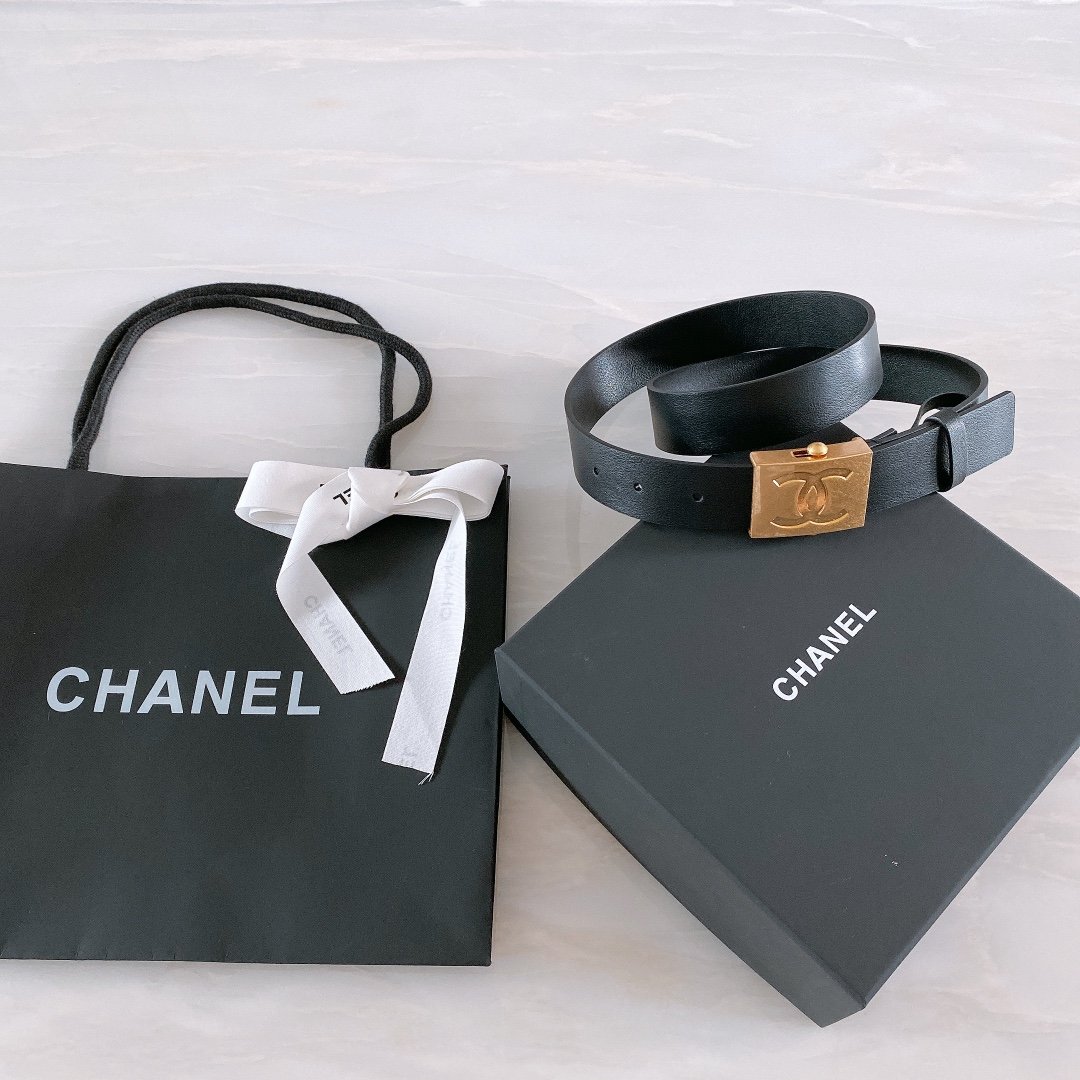 Chanel Belt With Ribbon Buckle Black Women Belt 30MM - Ultra-Collectible