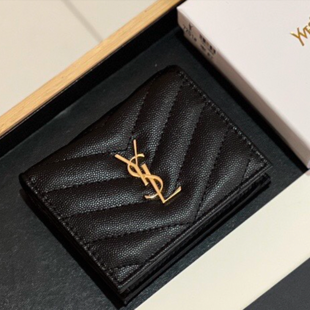 Saint Laurent YSL  Monogram Caviar Leather Wallet  (Replica) - Ultra-Collectible