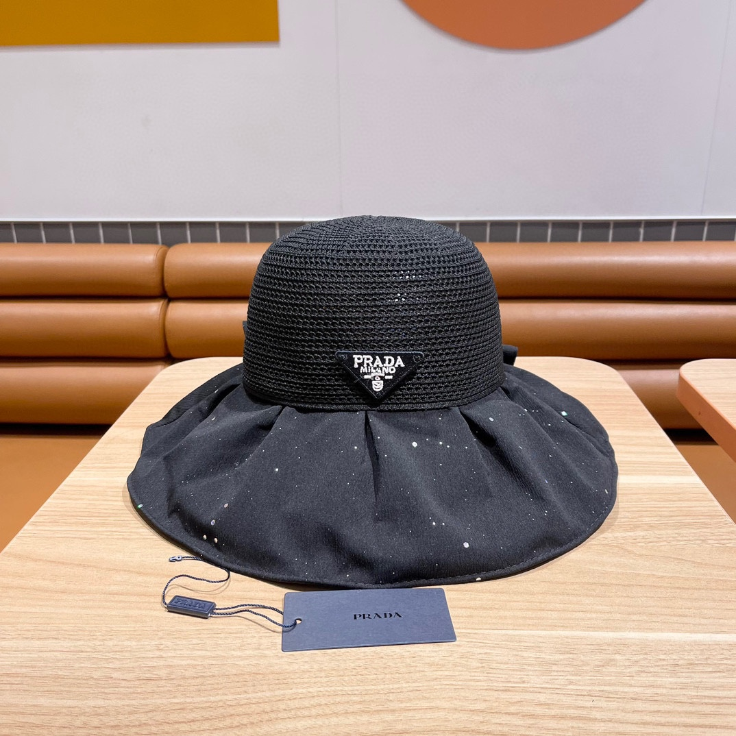 Prada Fisherman's Hat With Mesh Bow Sunhat （Replica） - Ultra-Collectible