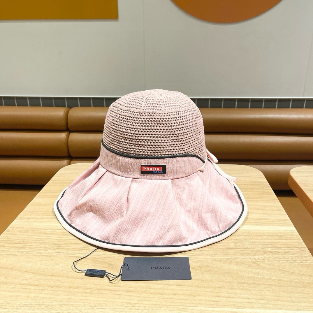 Prada Stylish Bow Fisherman Hat   Sunhat （Replica） - Ultra-Collectible