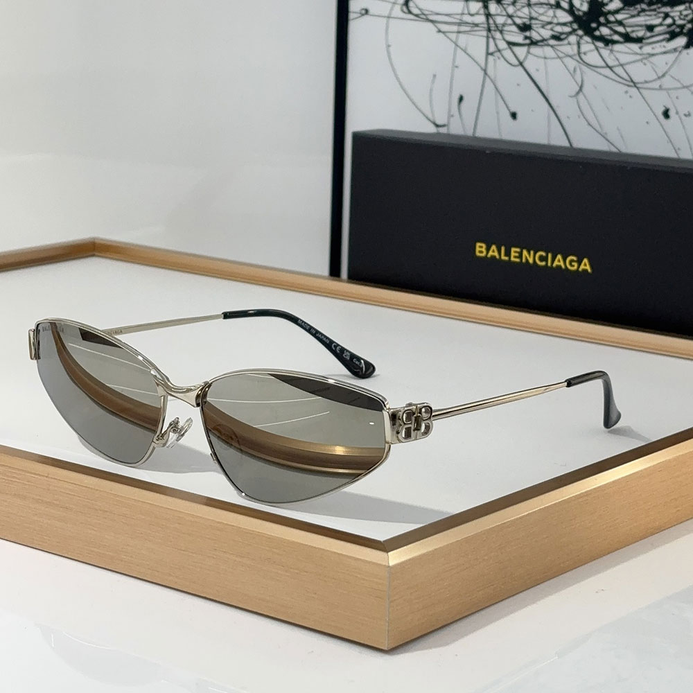 Balenciaga  Metal Thin Mirror leg Strap Logo   sunglasses Top quality （Replica） - Ultra-Collectible