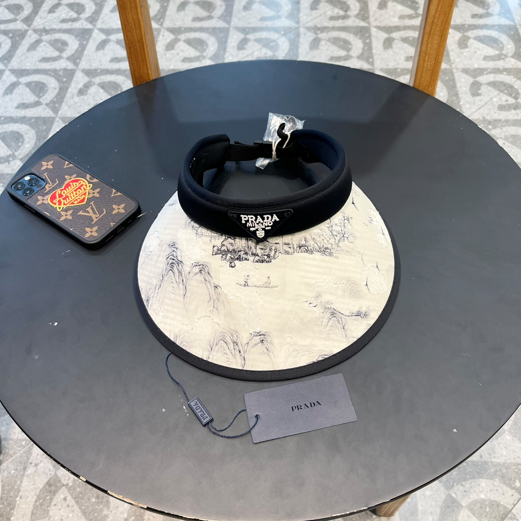 Prada Chinese Style ink Painting Empty Top Hat Sunhat （Replica） - Ultra-Collectible