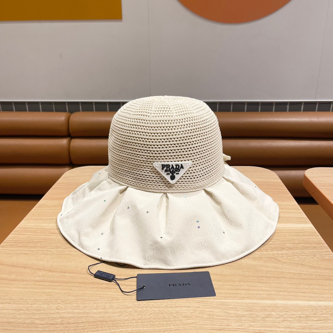 Prada Fisherman's Hat With Mesh Bow Sunhat （Replica） - Ultra-Collectible