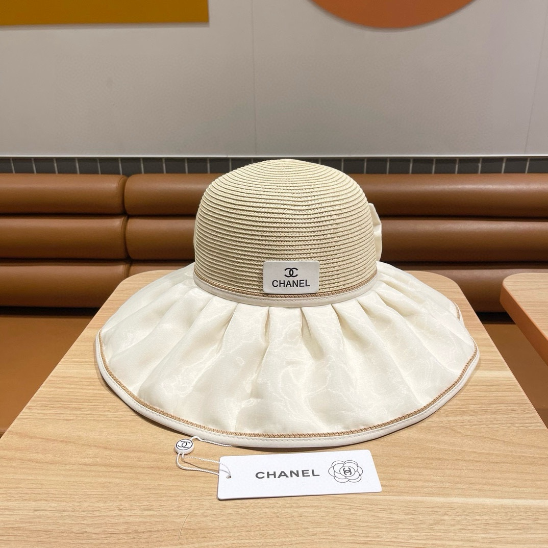 Chanel Bow With Large Brim And Small Face Visor  Sunhat （Replica） - Ultra-Collectible