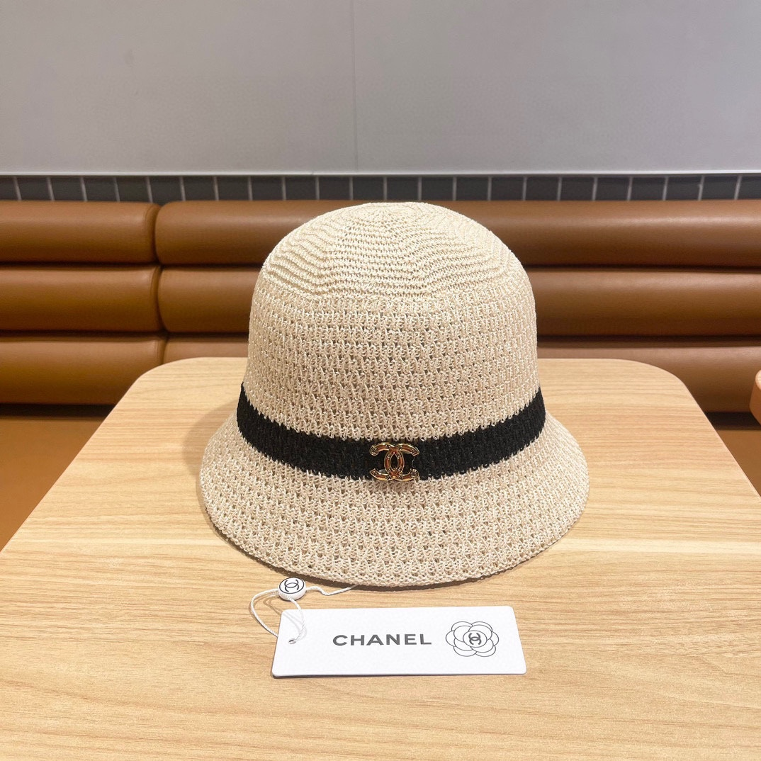 Chanel Knitted Hollow Breathable Fisherman's Hat  Sunhat （Replica） - Ultra-Collectible