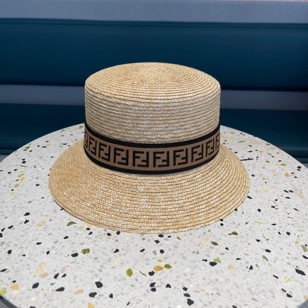 Fendi Straw Flat Top Hat  Sunhat （Replica） - Ultra-Collectible