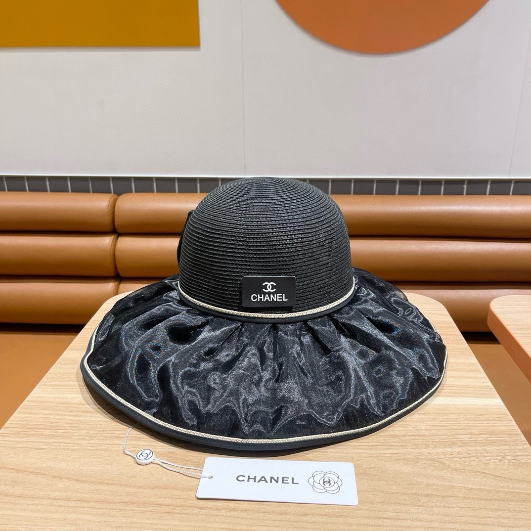 Chanel Bow With Large Brim And Small Face Visor  Sunhat （Replica） - Ultra-Collectible