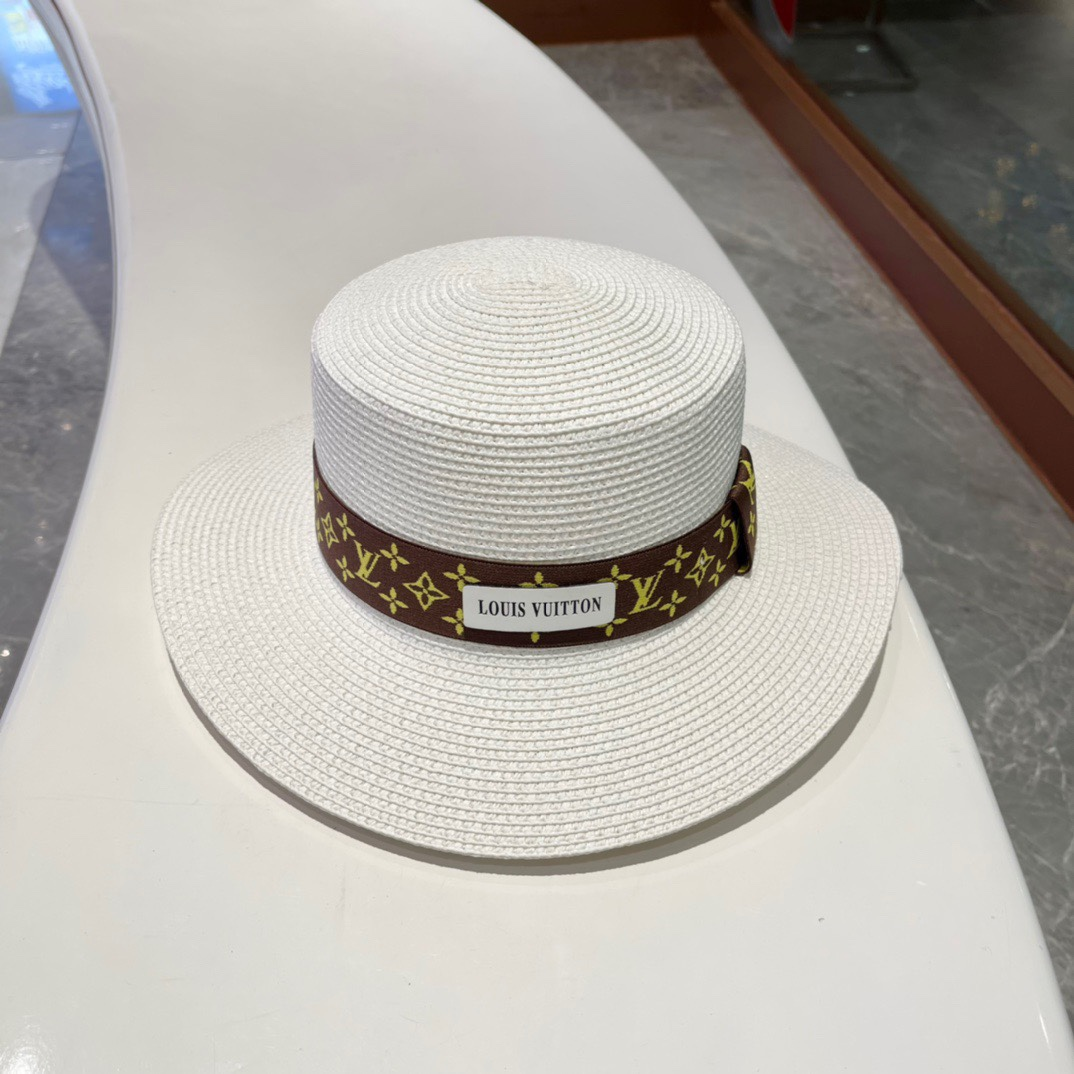 Louis Vuitton LV Flat Straw Beach Hat Sunhat （Replica） - Ultra-Collectible