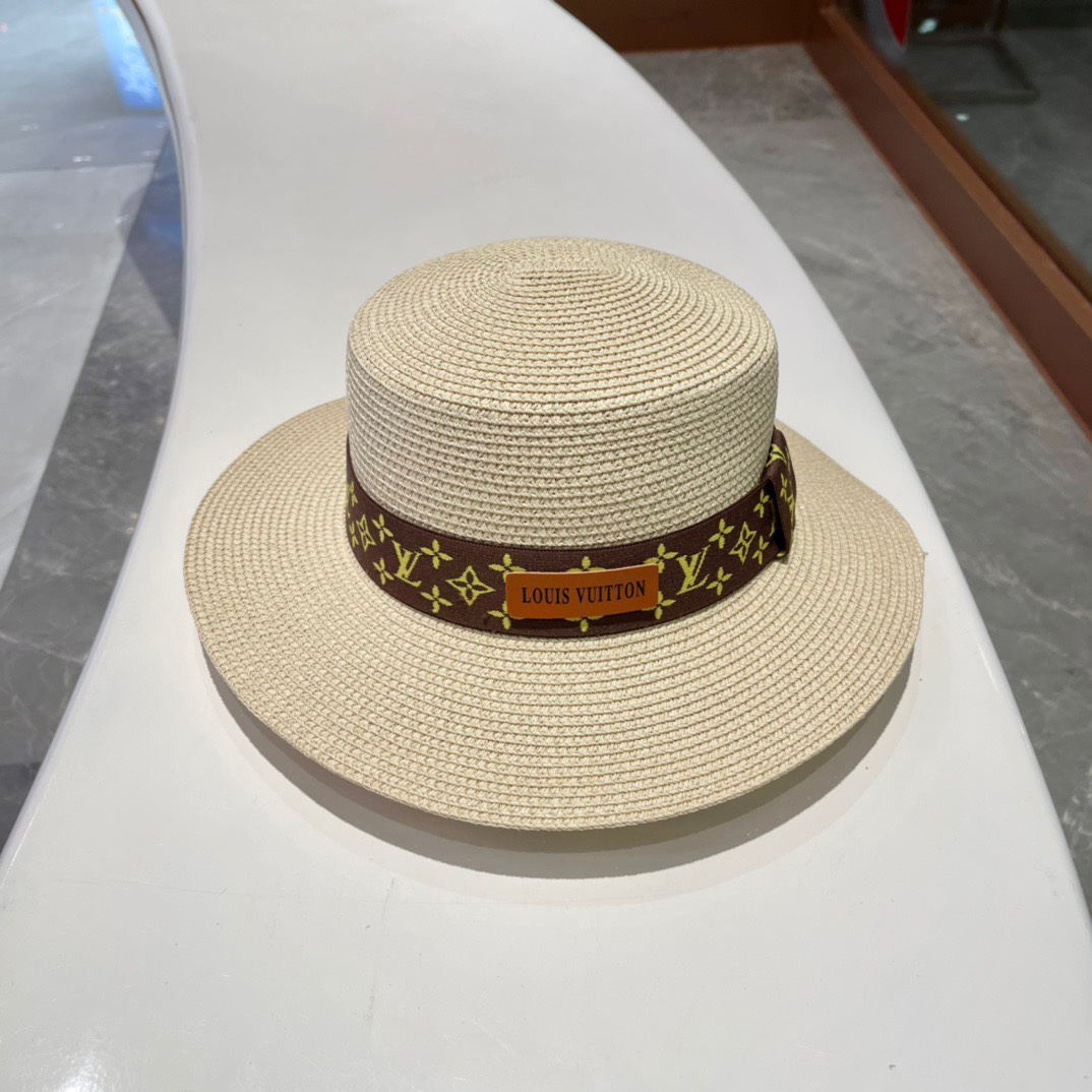 Louis Vuitton LV Flat Straw Beach Hat Sunhat （Replica） - Ultra-Collectible