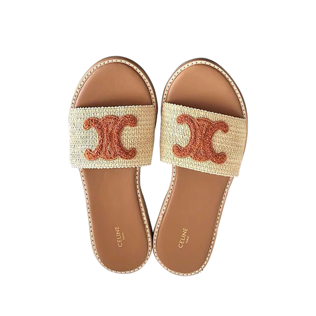 CELINE Women's Mule Sandals - Flat Sandals with Signature Logo (Replica) - Ultra-Collectible