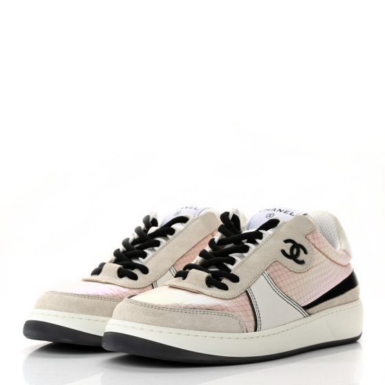 CHANEL Calfskin Suede Crystal Womens CC Sneakers(Replica) - Ultra-Collectible