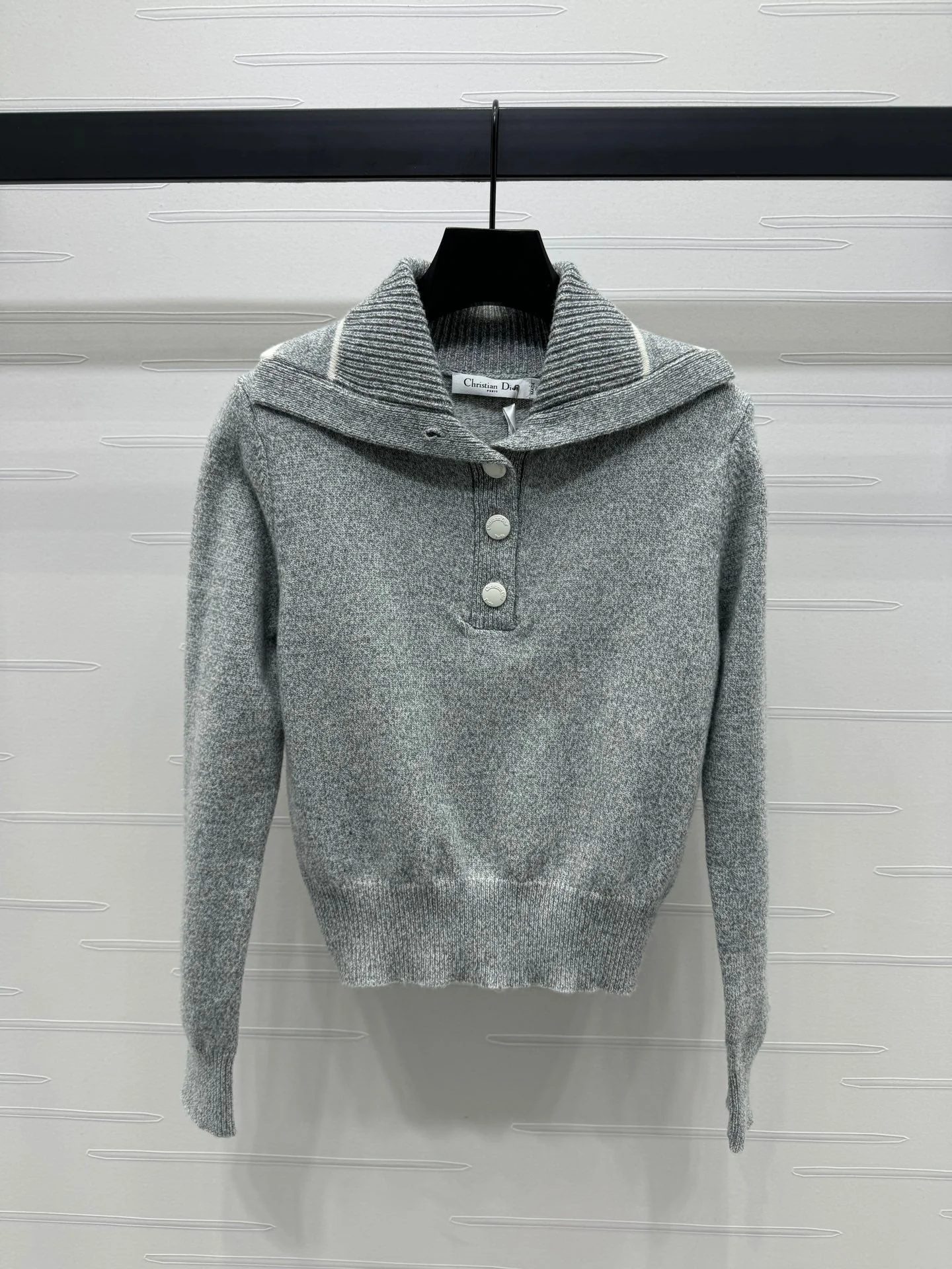 knitted navy collar pullover long sleeves - Ultra-Collectible