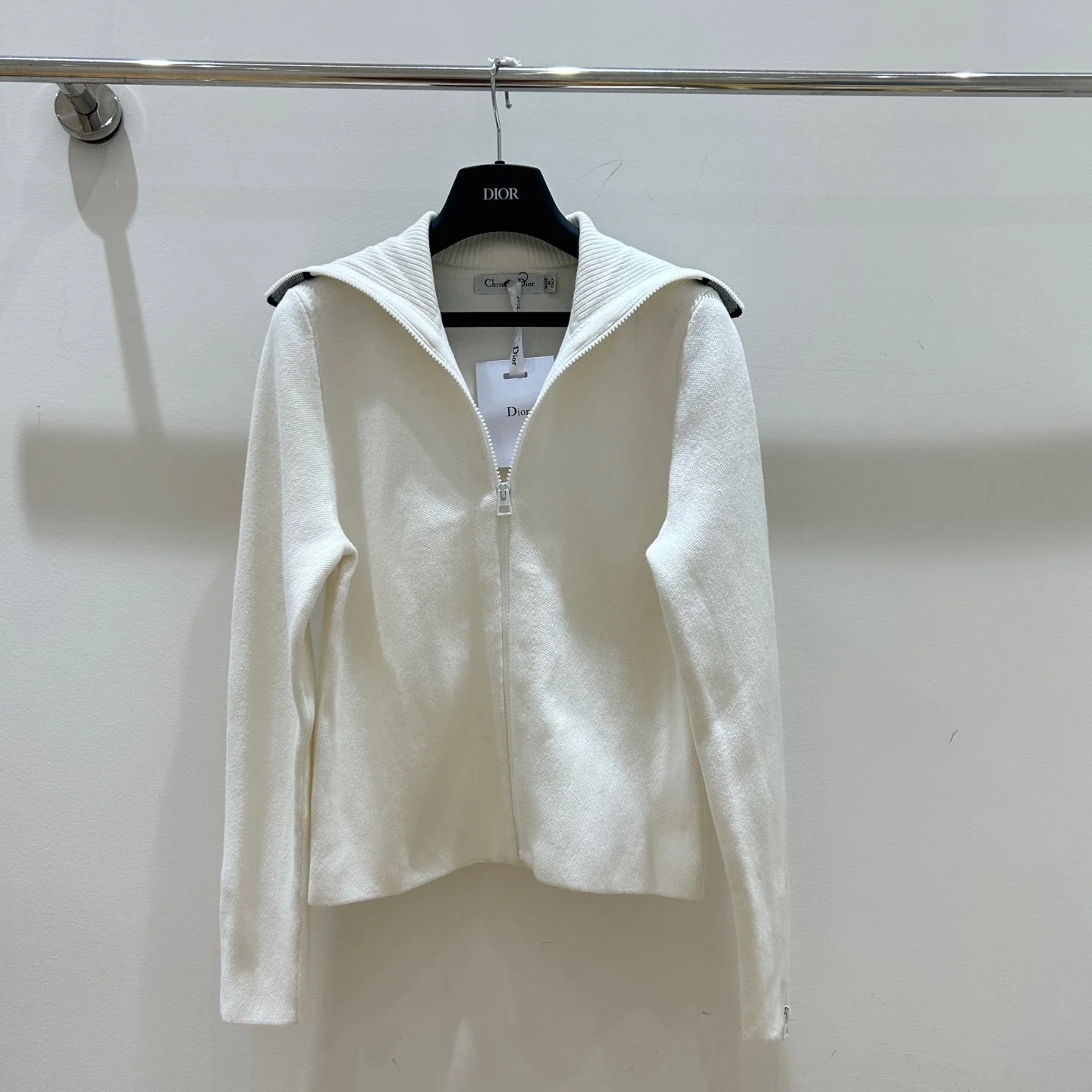 Navy collar zipper knitted cardigan - Ultra-Collectible