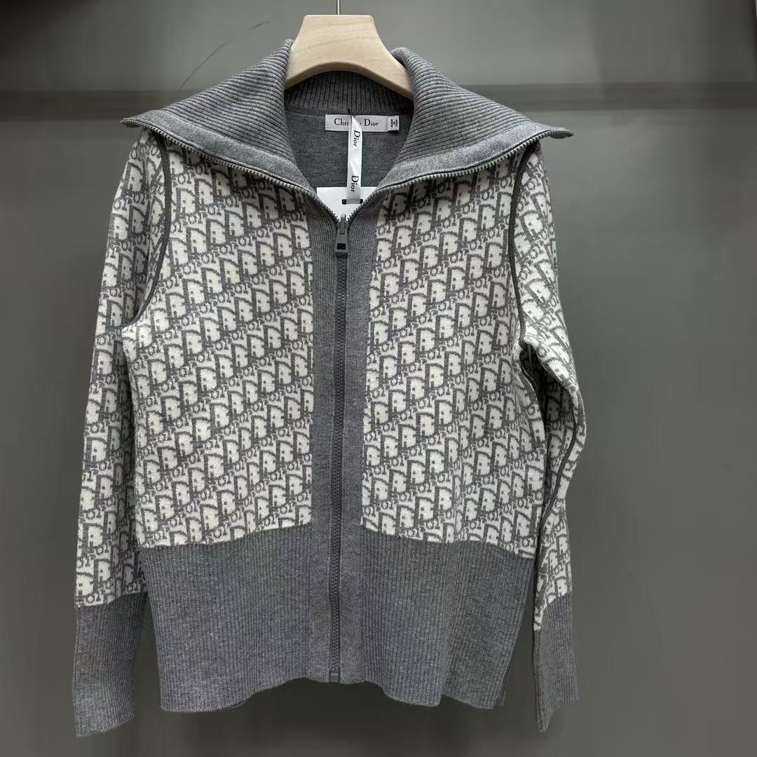 Navy collar zipper cardigan - Ultra-Collectible