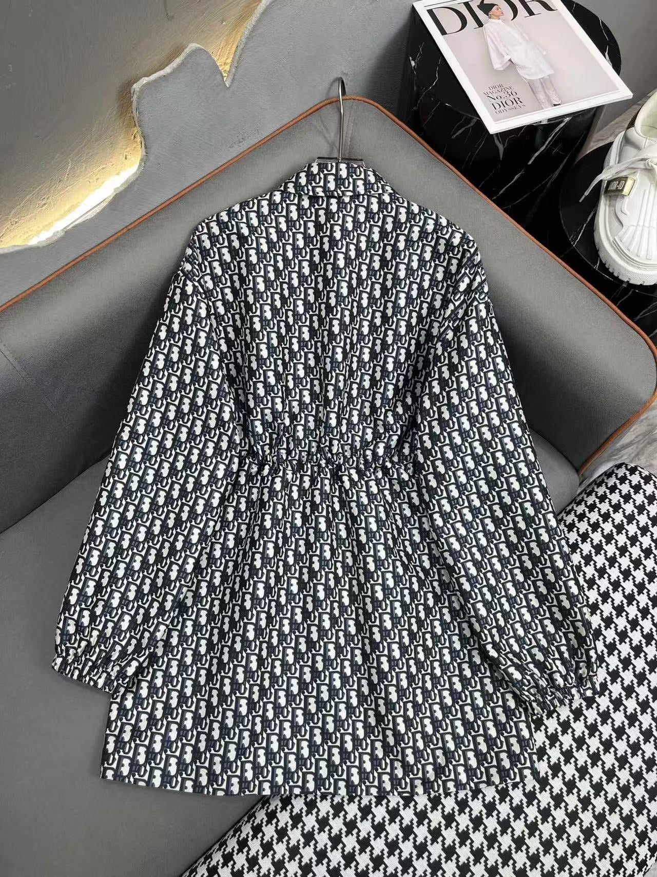 Lapel Zipper Long Sleeve Dress - Ultra-Collectible