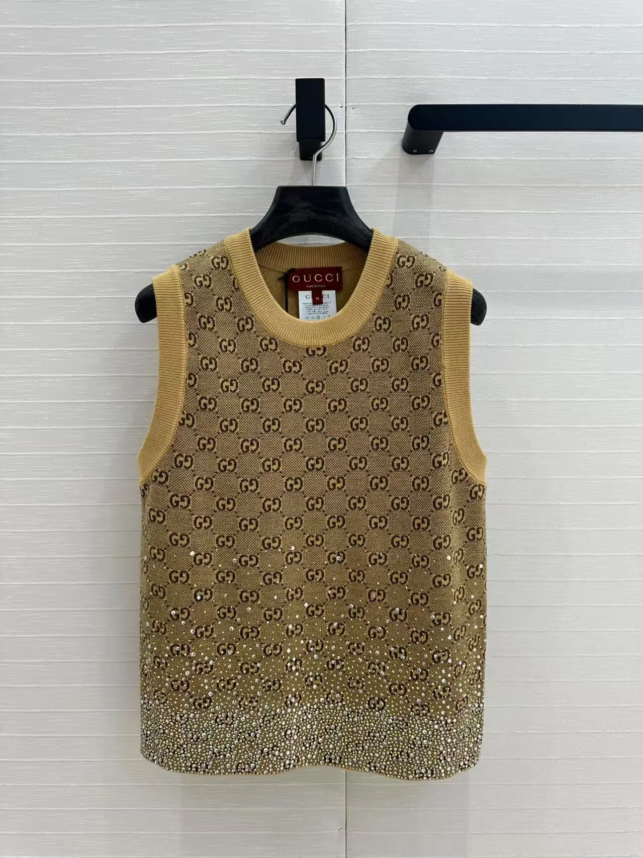 24ss early autumn new flash diamond retro full g knitted vest - Ultra-Collectible