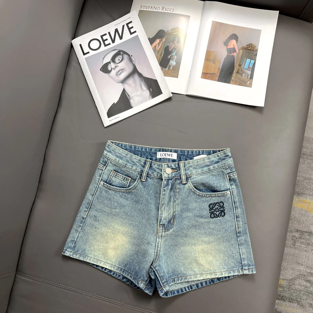 Rhinestone Embroidered Denim Shorts - Ultra-Collectible