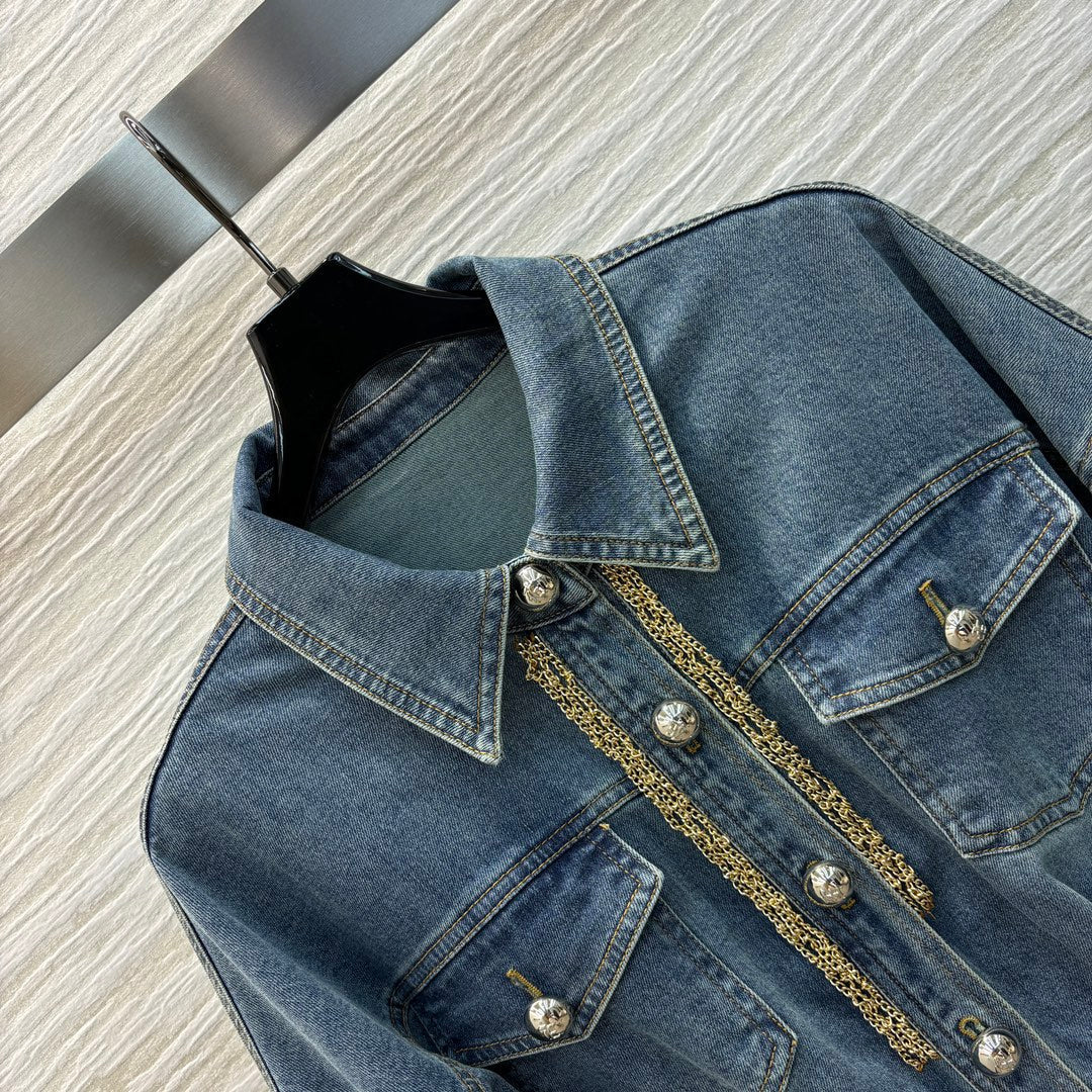 Lapel denim dress - Ultra-Collectible