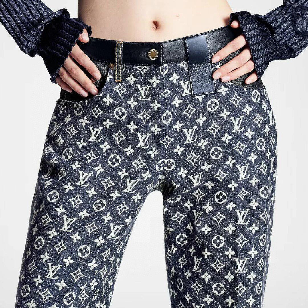 Blue cotton printed bootcut jeans - Ultra-Collectible