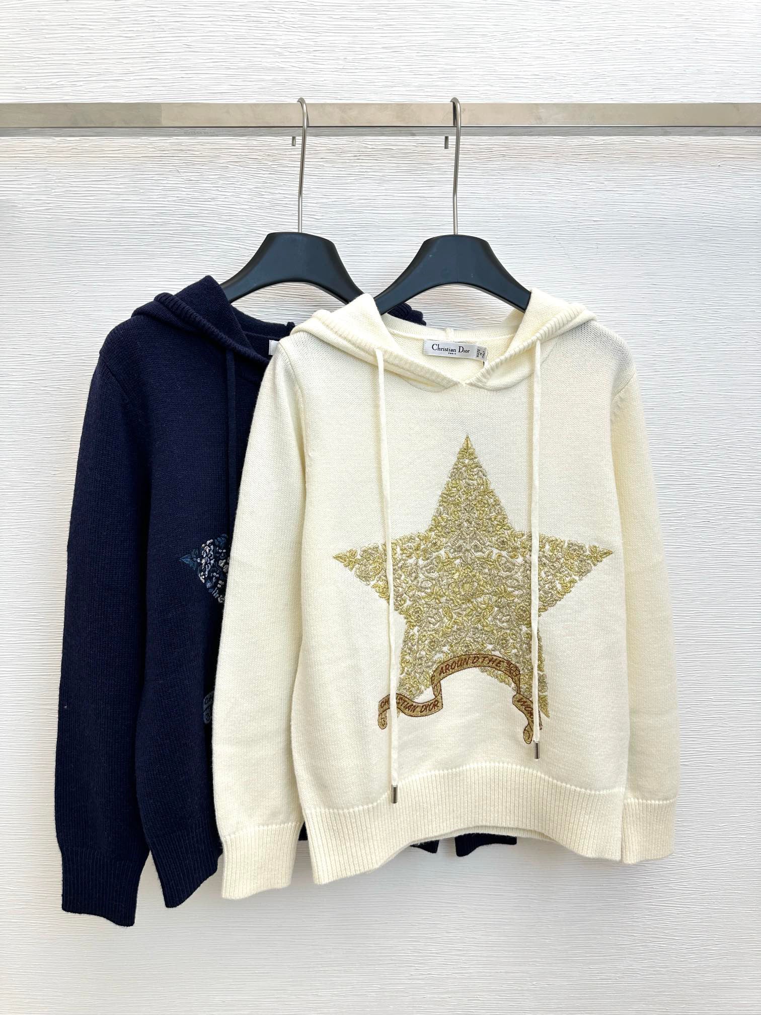 star embroidered hooded knit top - Ultra-Collectible